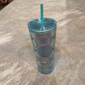 Starbucks 2022 Mermaid Teal/Green Iridescent Core 24oz Cold Cup Tumbler like new